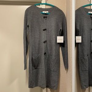 Wool blend Ellen Tracy long gray cardigan